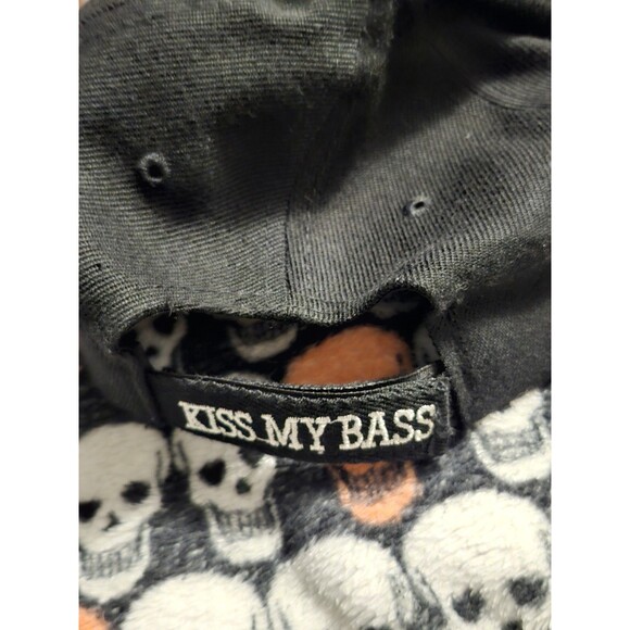 Kiss My Bass Black Hat Baseball Cap Adjustable Strap Embroidered Logo Bass Fish - Picture 2 of 4